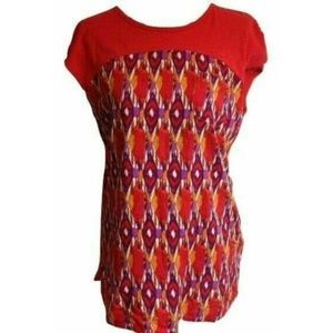NWT RXB Geoprint Retro Style Red Tunic Top